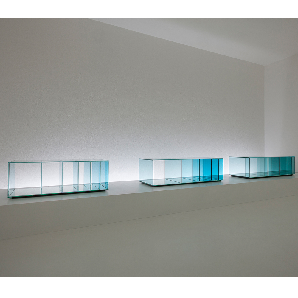 Deep Sea blue glass shelving by Nendo for Glas Italia