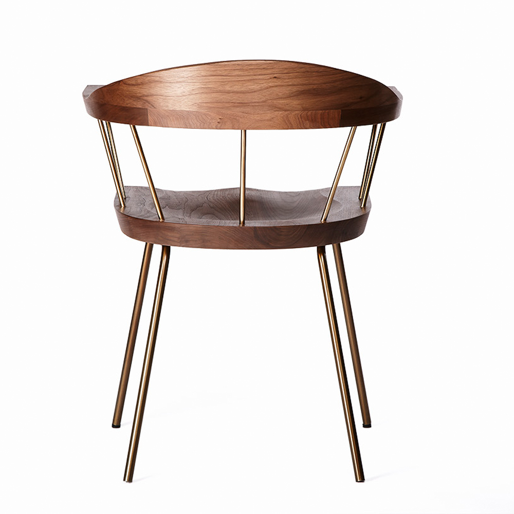 Spindle chair BassamFellows walnut modern craftsman dining seat