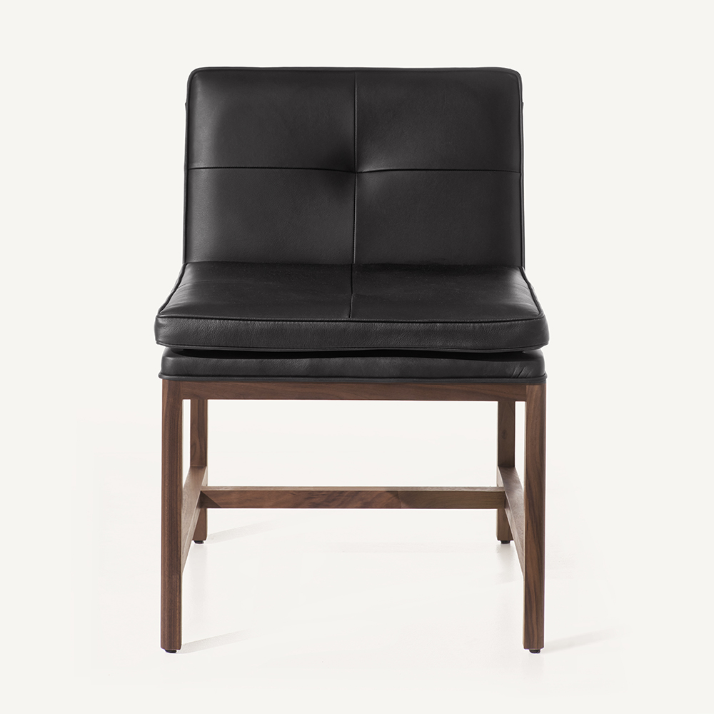 CB-51 wood leather dining chair BassamFellows black walnut