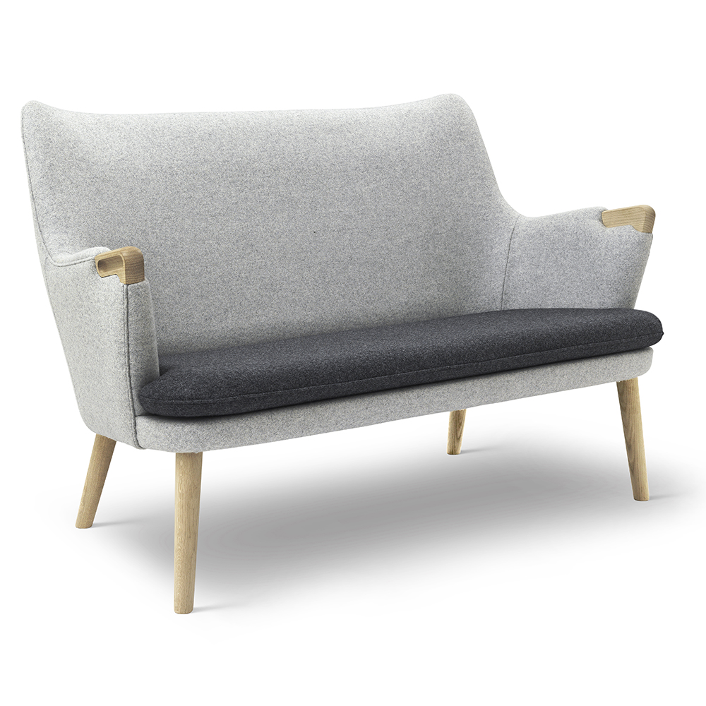 ch72 hans j wegner carl hansen and sons midcentury modern danish designer upholstered sofa couch wood legs