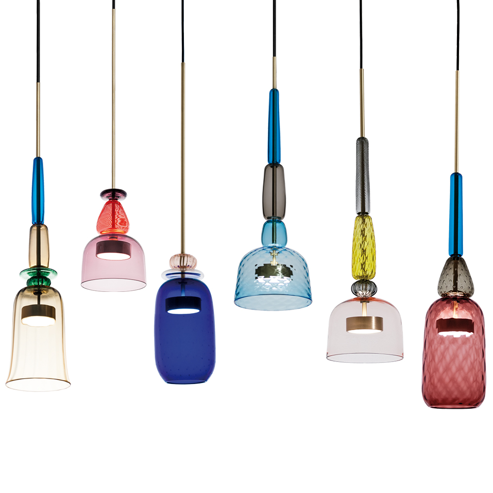 Giopato Coombes Flauti murano glass colorful pendant hanging light