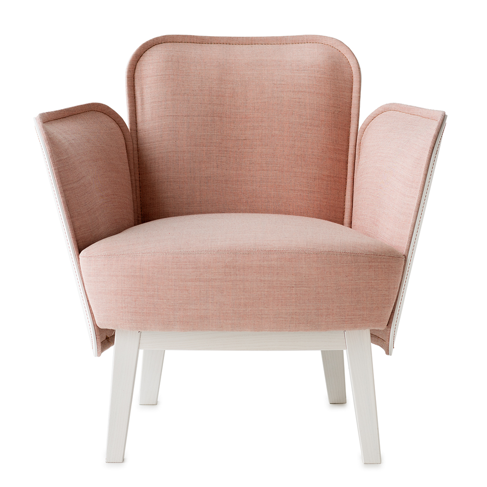 julius easy chair farg blanche garsnas mdoern upholstered lounge chair ecofriendly wood stitching pink