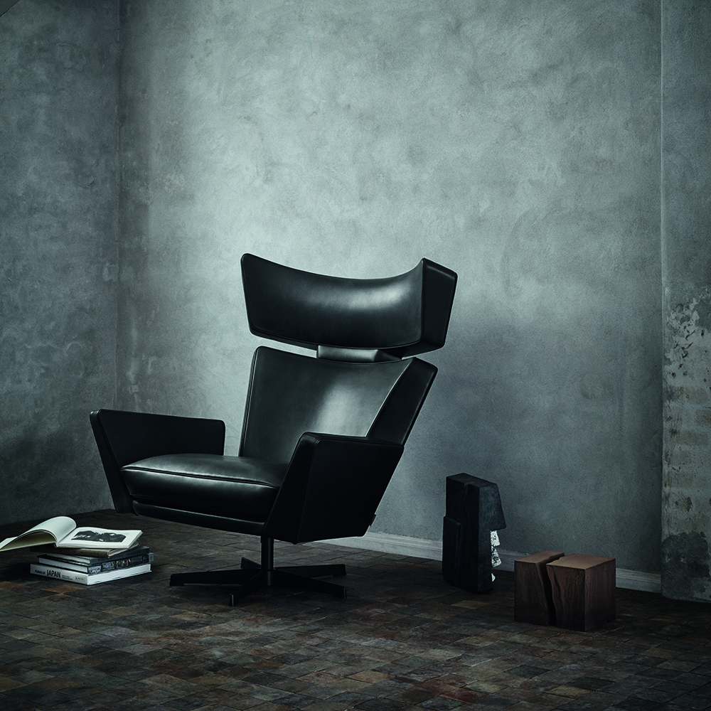 oksen arne jacobsen fritz hansen modern danish upholstered leather lounge chair