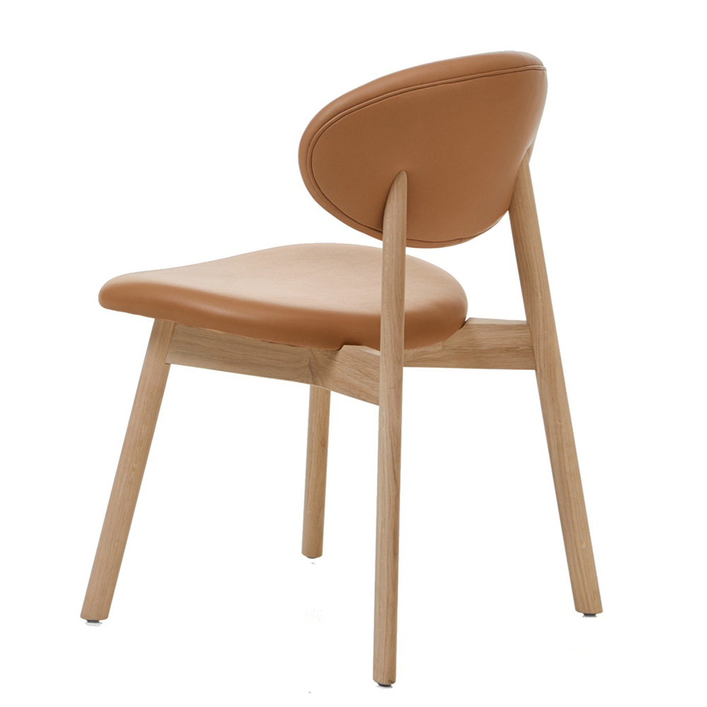 ovoid dining chair Craig Bassam bassamfellows contemporary designer rounded leather wood upholstered mid-century style chair