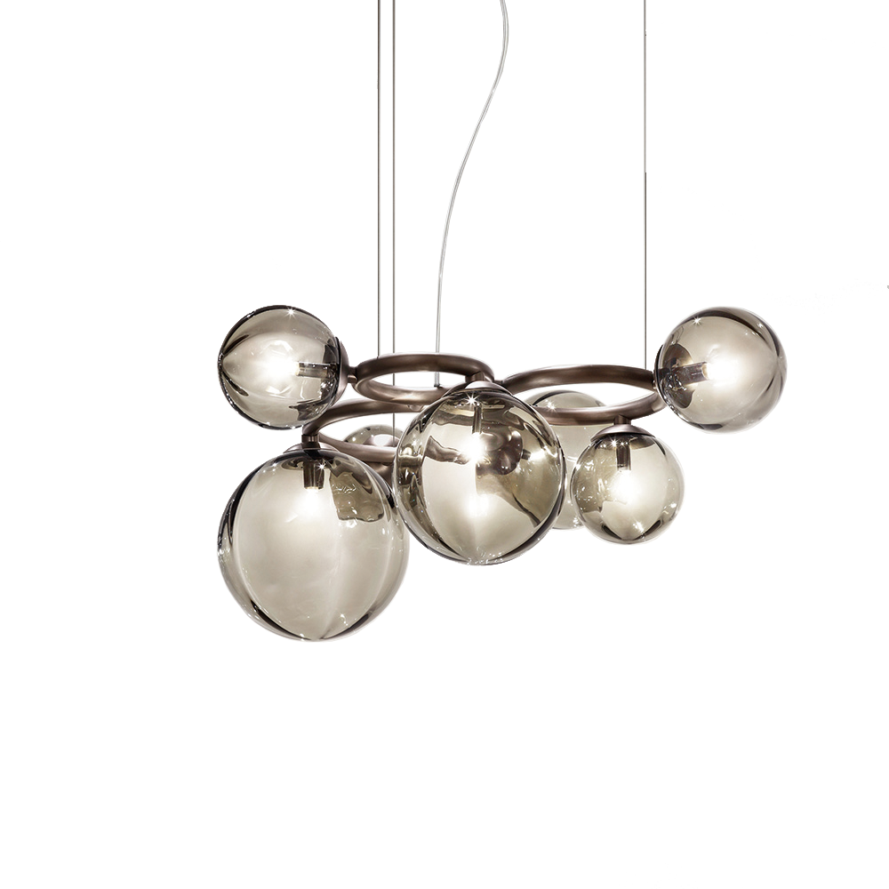 puppet ring vistosi lighting chandelier romani saccani architetti associati blown glass diffuser stainless steel adjustable arms italy shop suite ny