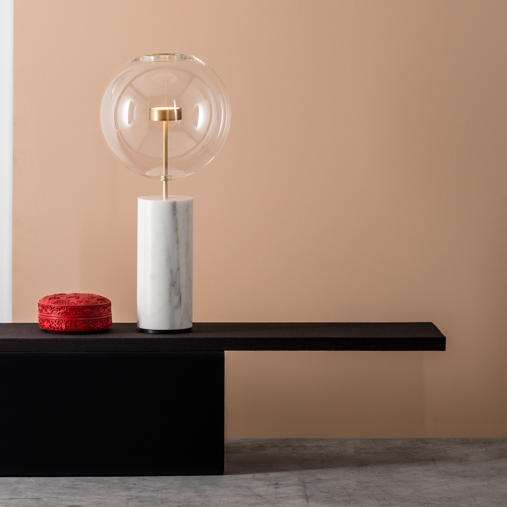 Soffio table lamp Giopato Coombes marble glass bubble brass