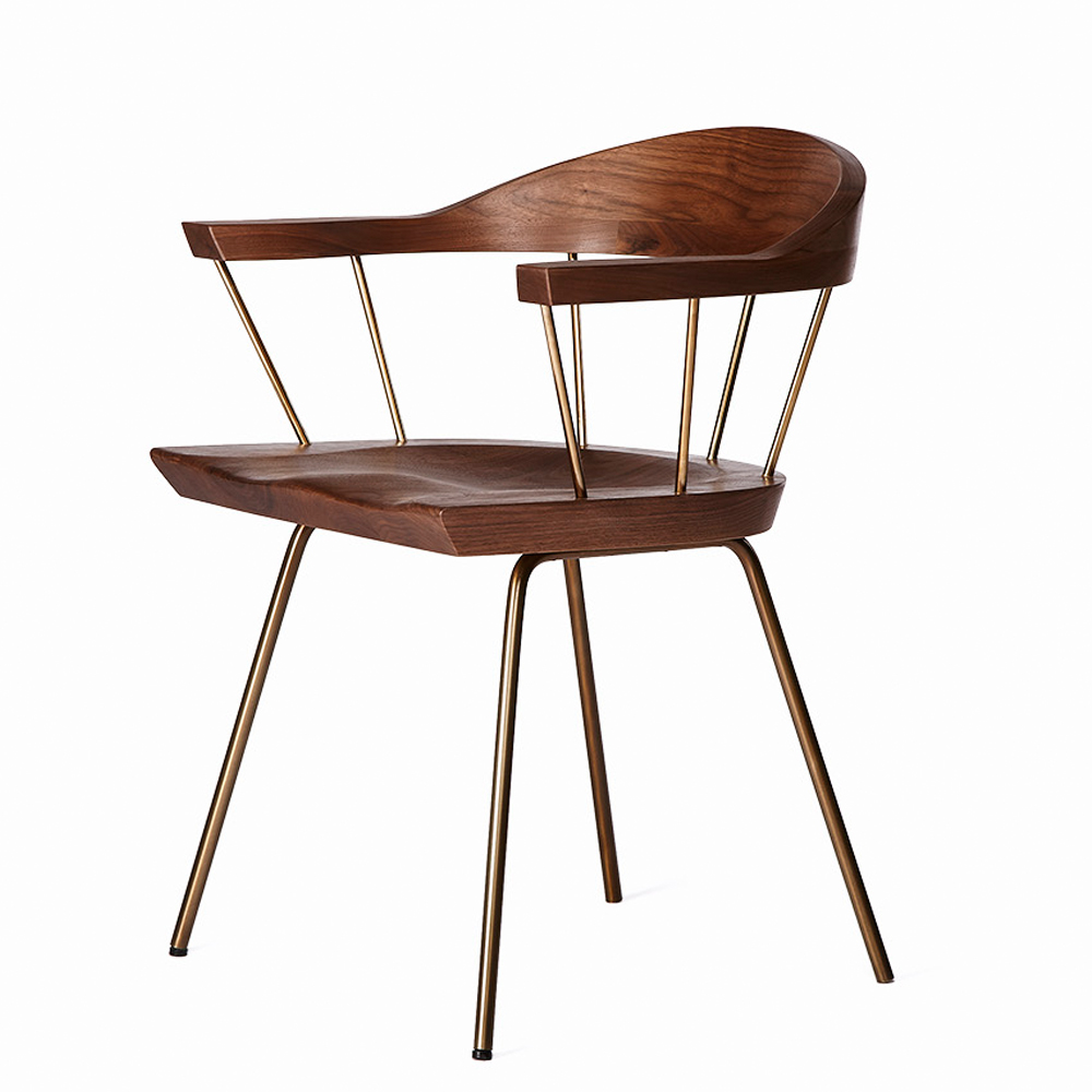 Spindle chair BassamFellows walnut modern craftsman dining seat