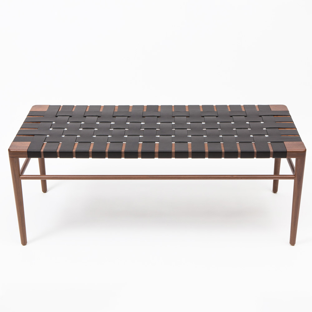 Mel Smilow WLB Woven leather bench walnut american modern suiteny
