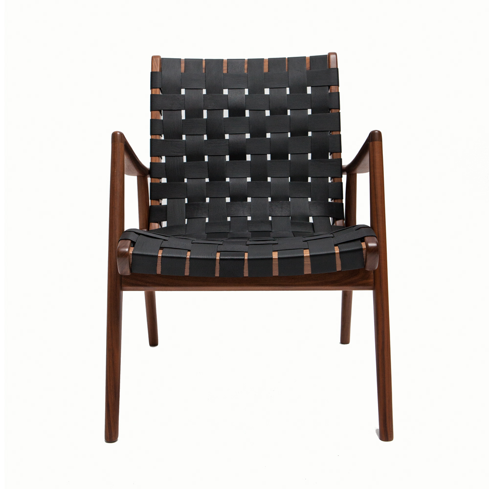 WLC woven leather armchair smilow design midcentury wood enduring modern classics america shop suite ny