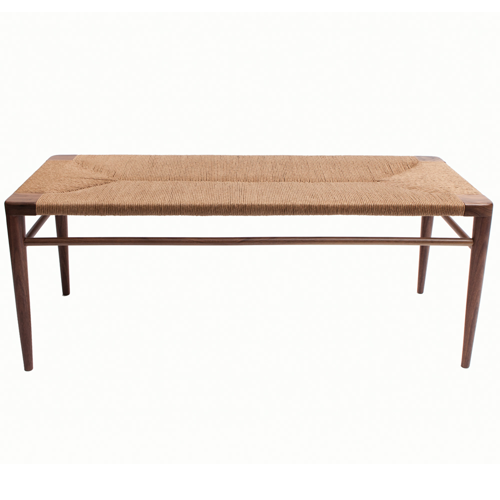 Rush Bench Mel Smilow furniture midcentury modern wood seating
