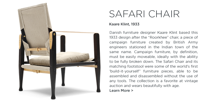 Kaare Klint, Safari Chair, Carl Hansen, SUITE NY, cream and black modern chair