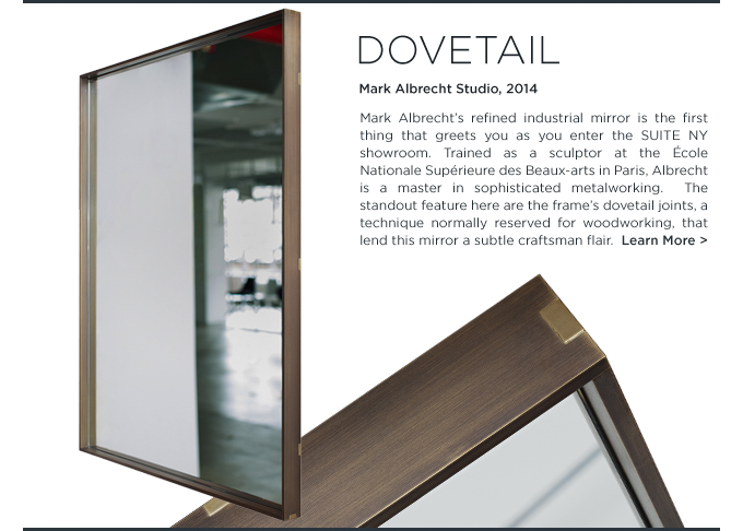 Mark Albrecht, Mark albrecht mirror, Dovetail mirror, bronze metal, dove tail, joinery, modern, industrial chic mirror