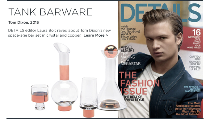 Tank Barware, Tom Dixon, Tom Dixon Tank, Details Magazine, copper, home accessories
