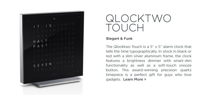 Qlocktwo touch black biegert funk small modern alarm clock gifts for dads
