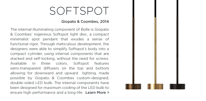 Giopato Coombes softspot, compact LED lighting pendant, modern brass disc, up down lighting