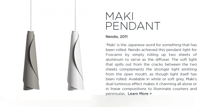 Maki Pendant Nendo Foscarini rolled aluminum hanging light